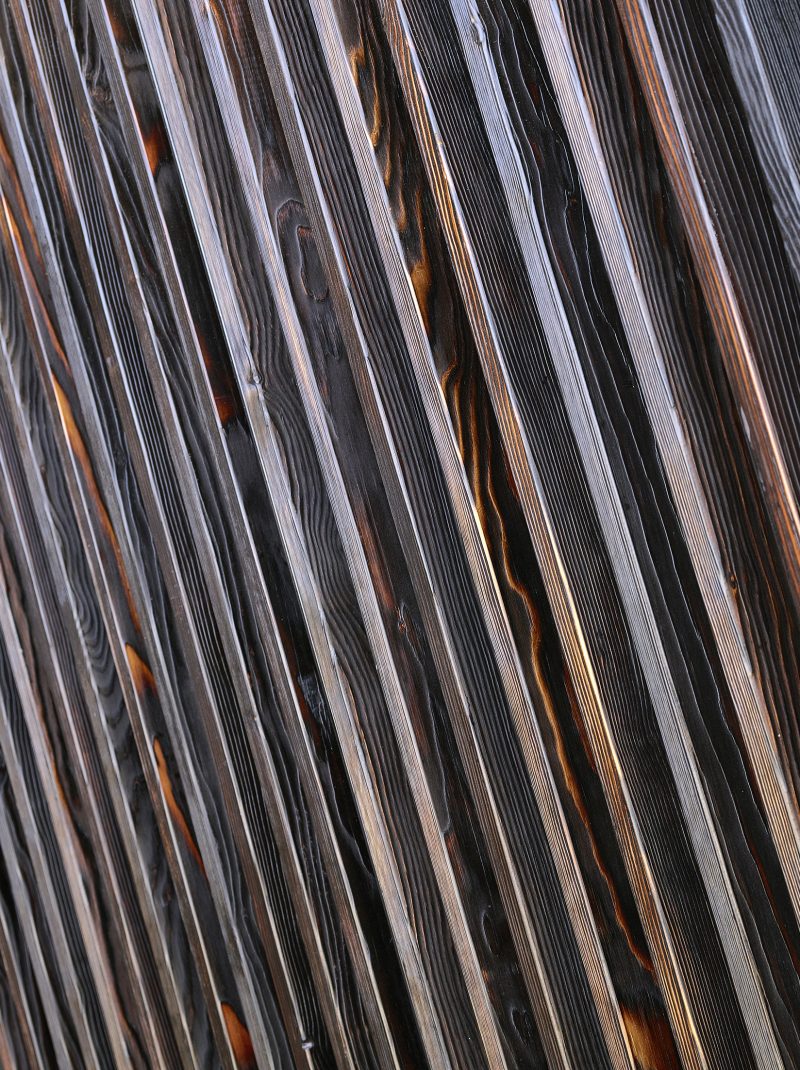 Detail of wooden panels in Greenside building, Edinburgh