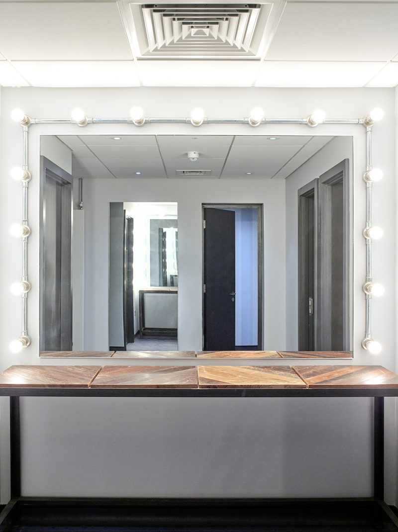 Bathroom mirror in Greenside building, Edinburgh